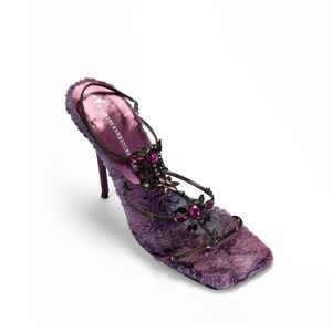 Giuseppe Zanotti 2000s Purple Fur Jewel Heels
